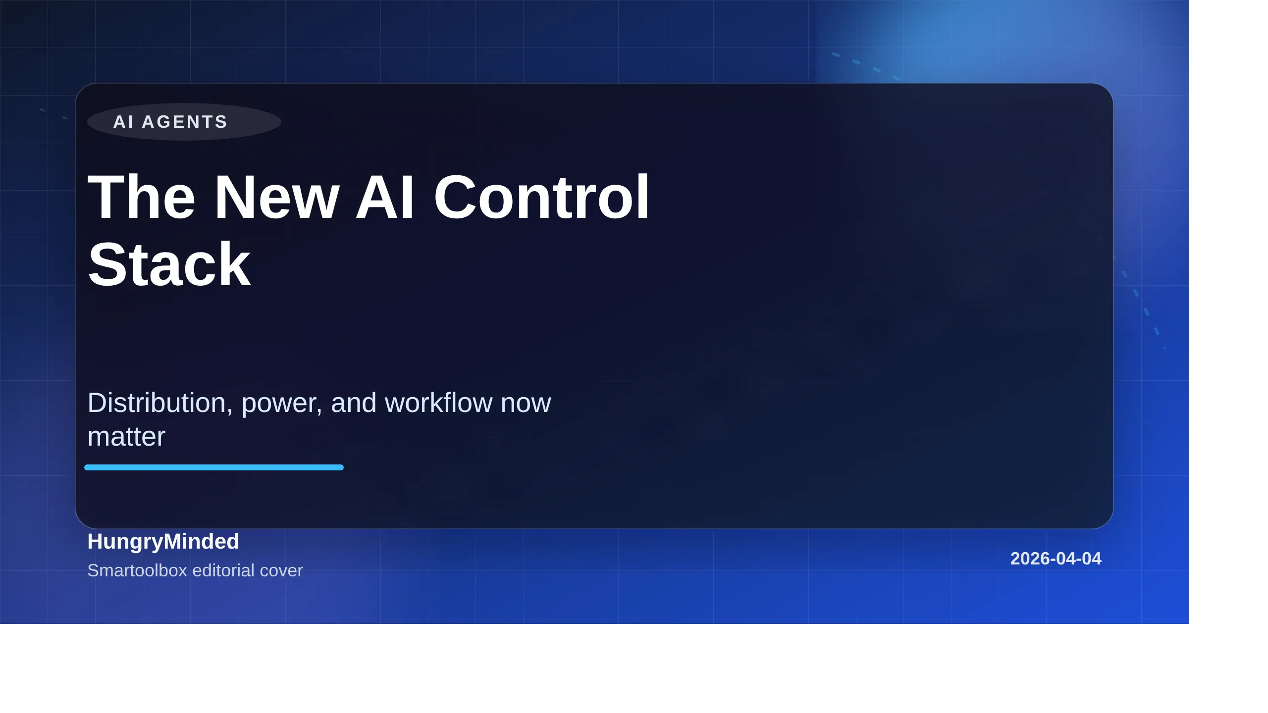 Branded cover image reading The New AI Control Stack with a subtitle about distribution, power, and workflow.