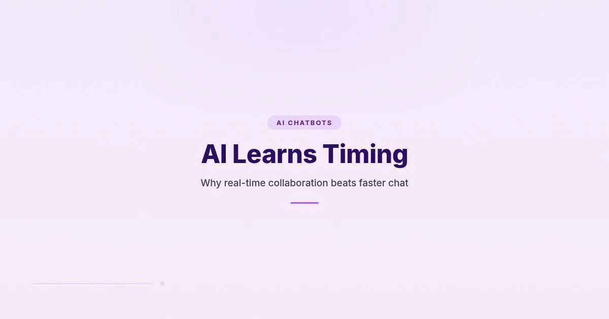 Branded HungryMinded cover reading AI Learns Timing with a subtitle about real-time collaboration beating faster chat.