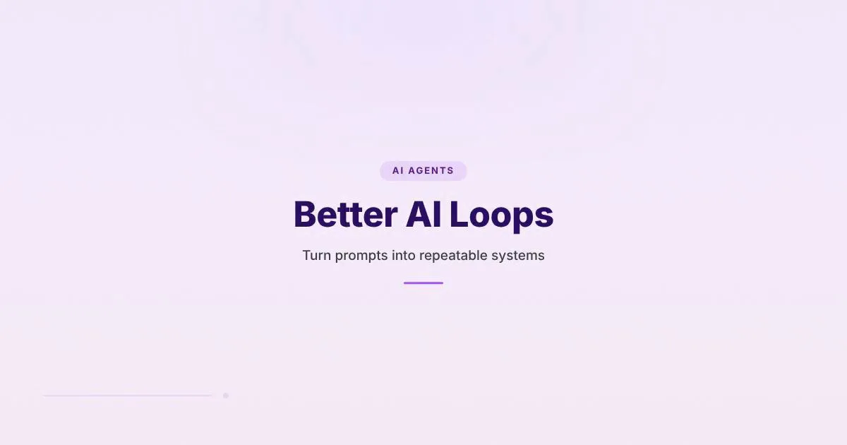 Branded HungryMinded cover reading Better AI Loops with a subtitle about turning prompts into repeatable systems