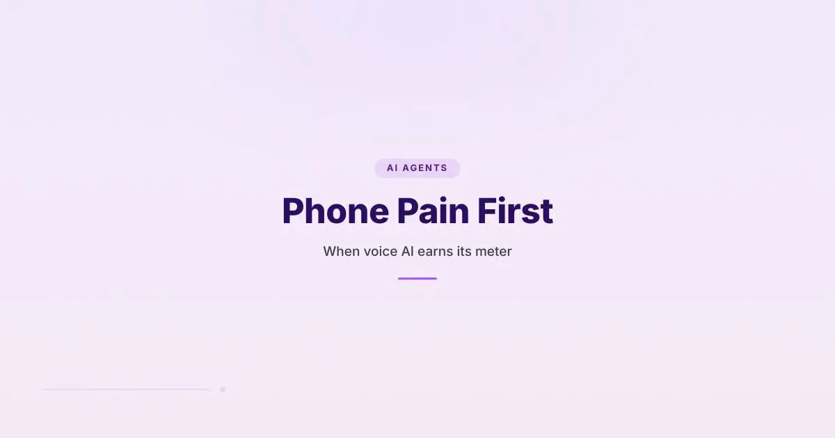 A branded HungryMinded cover reading Phone Pain First, about when voice AI earns its usage meter.