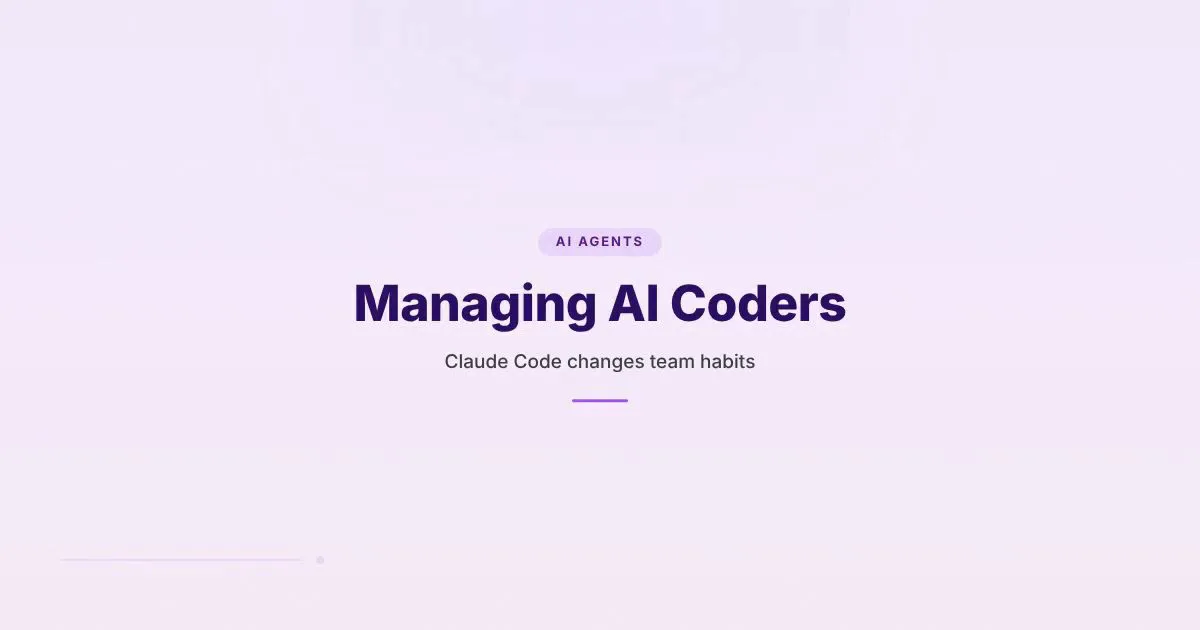 Branded HungryMinded cover reading Managing AI Coders, with a purple AI Agents hyperframe design about Claude Code and team workflows