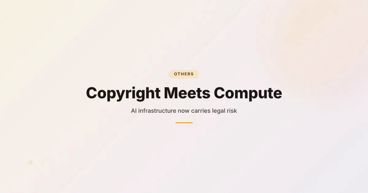 Branded HungryMinded cover saying Copyright Meets Compute with an AI infrastructure and legal-risk theme.