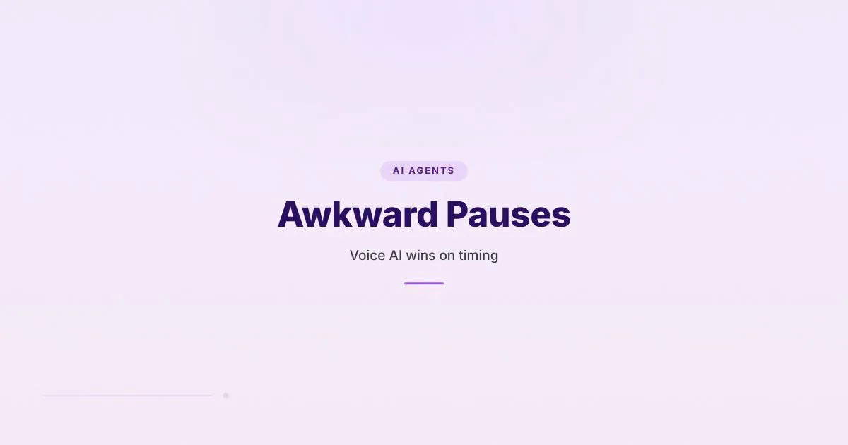 Branded HungryMinded cover reading Awkward Pauses for an article about voice AI timing and call reliability.