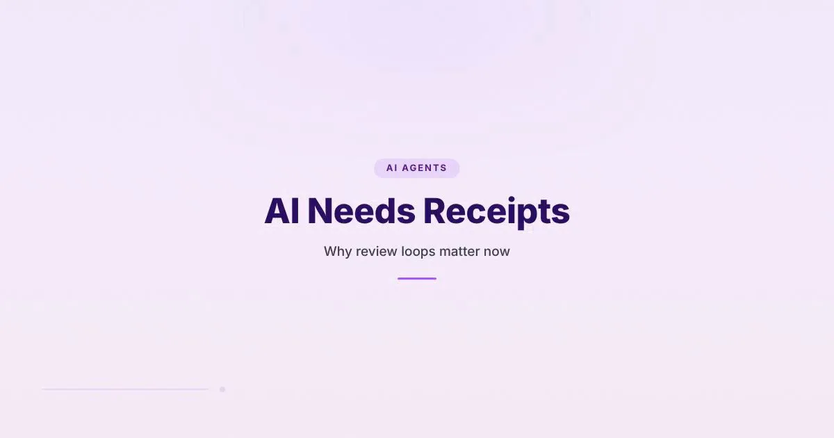 Branded HungryMinded cover reading AI Needs Receipts about verification and review loops for AI workflows