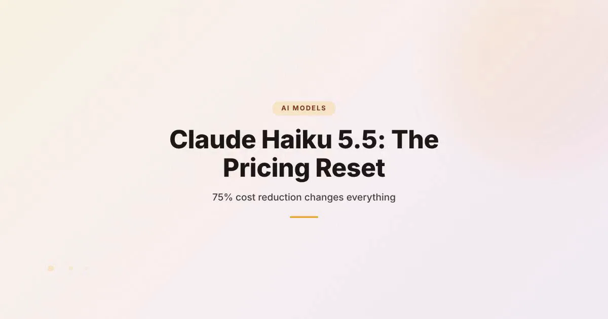 Article cover: Claude Haiku 5.5 Pricing Reset. How a 75% cost reduction changes the economics of AI agents.